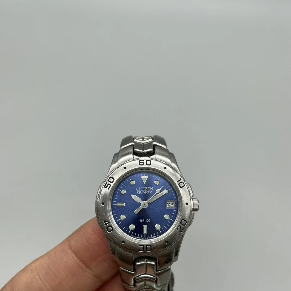 Citizen Womens Watch 27mm Blue Dial Silver Tone Date 1012-S92316 New Battery 6